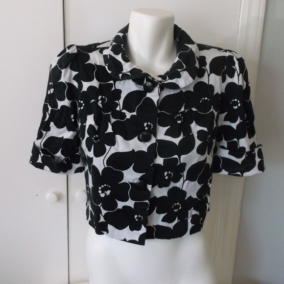 Cato Jackets & Blazers - Cato Black White Floral Cropped Jacket 10